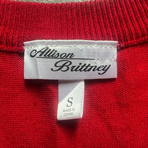 Allison Brittney faux gemstone embellished sweater dress in red. Size S - Picture 9 of 10